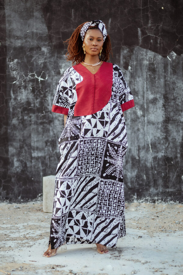 Black & White Vibrant Boubou Dress - Image 3