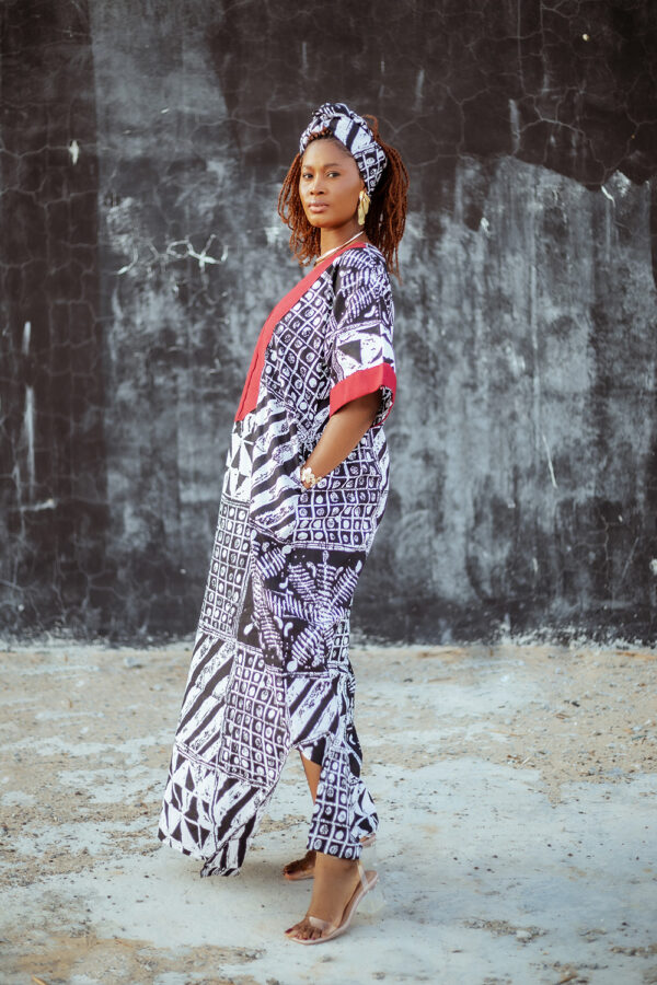Black & White Vibrant Boubou Dress - Image 2